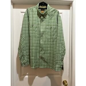 ORVIS Men's Long Sleeve Plaid Active Fit Button Up Shirt Green XL EUC